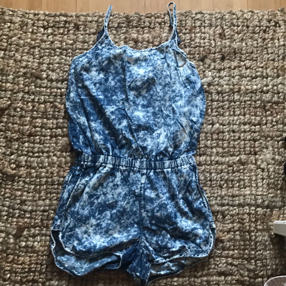 Cute bleached denim romper